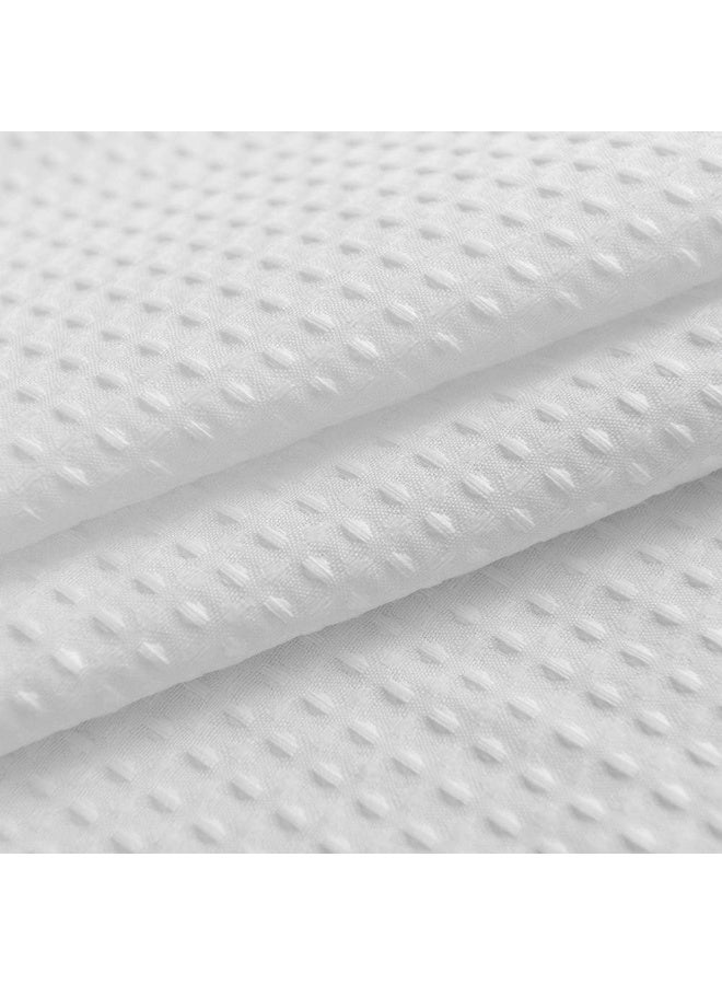 Stall Shower Curtain Fabric , Waffle Weave Half Size Small Shower Curtain, Hotel Luxury Spa,  Heavy Duty, Water Repellent, White  Pattern Decorative Bathroom Curtain ﻿ - Image 2